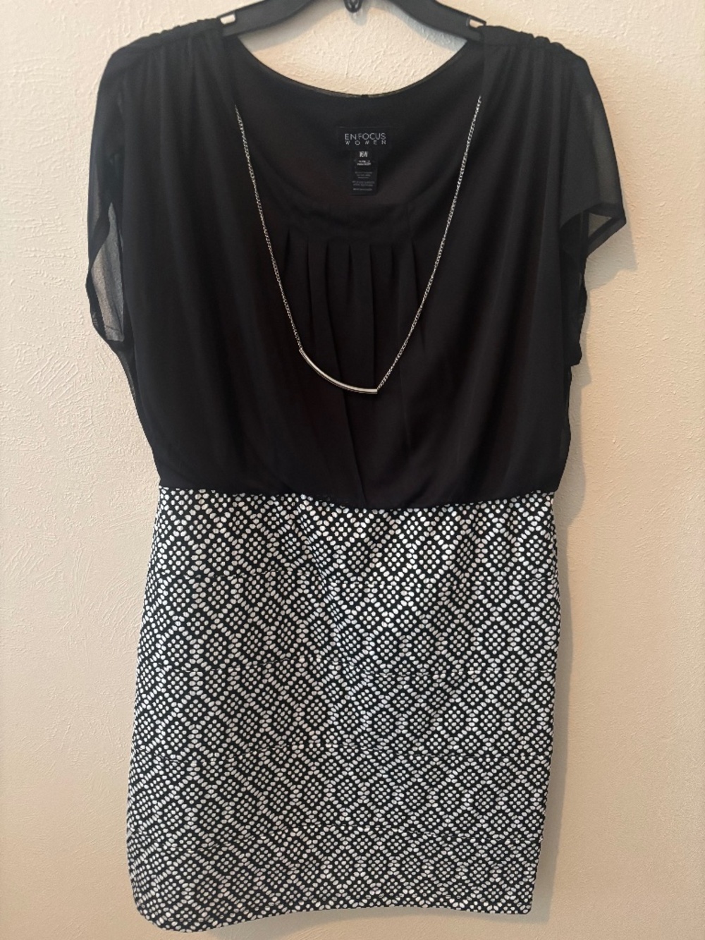 EnFocus Women's Black and Polka Dot Midi Dress - 16W